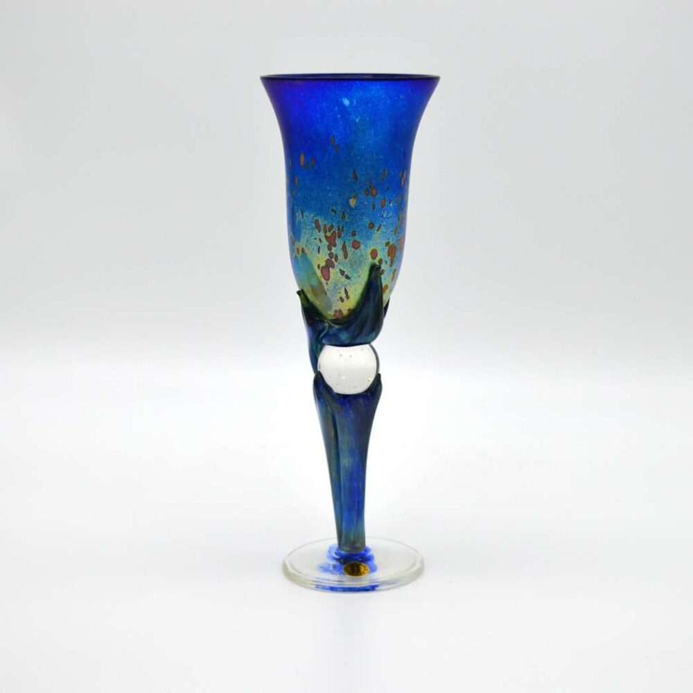 SOLD - Colin Heaney Blue Purple Art Glass Wine Goblets - Image 9