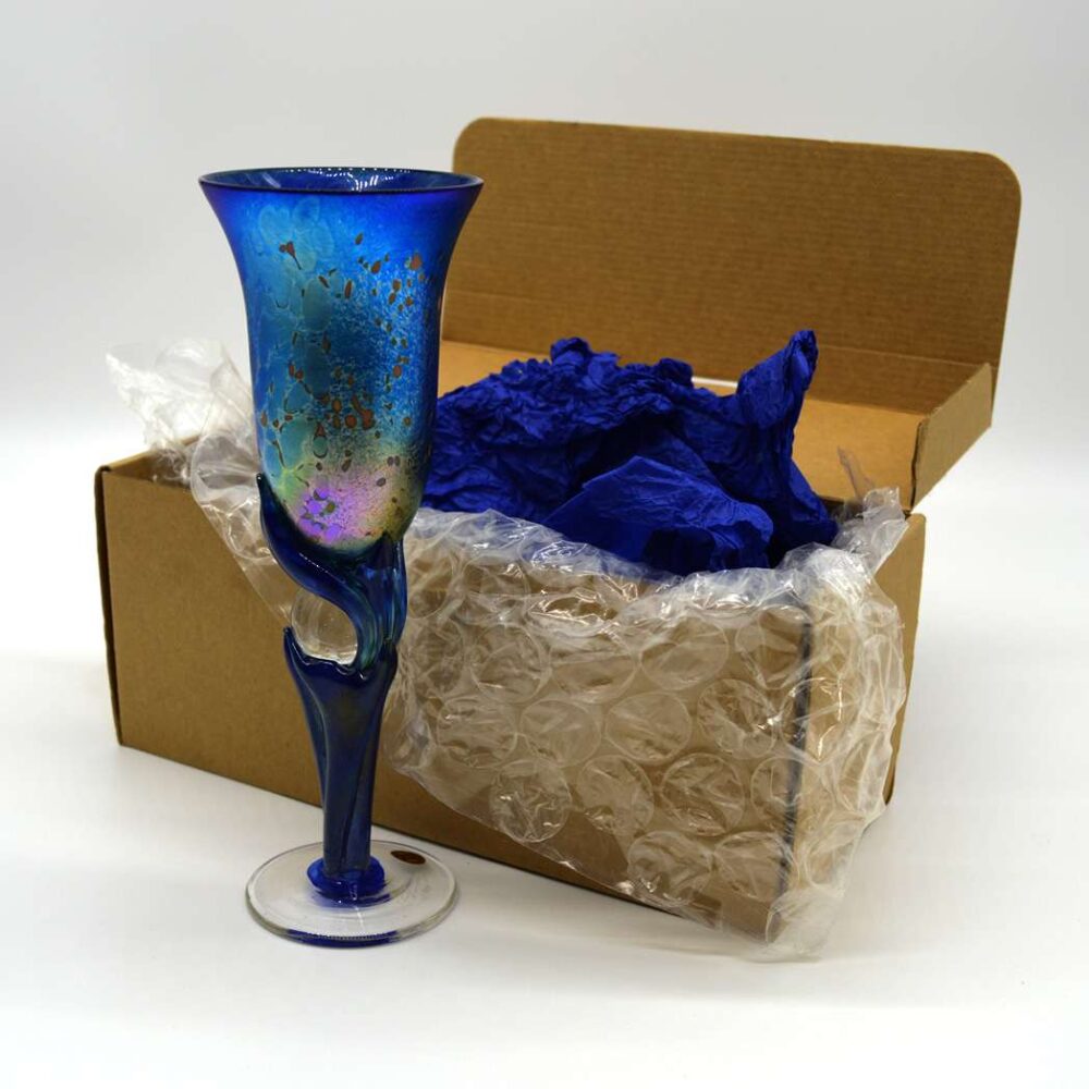 SOLD - Colin Heaney Blue Purple Art Glass Wine Goblets - Image 3